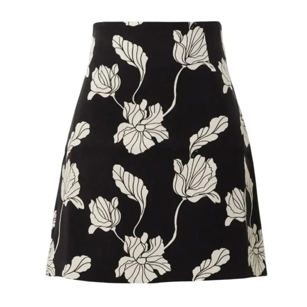 Adam Lippes Black Floral Mini Pencil Skirt Size 4 Career Polished Designer $270 - Picture 7 of 10